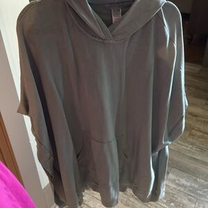 Barefoot Dreams Hooded Poncho Top Knit Pullover Pocket One Size $128